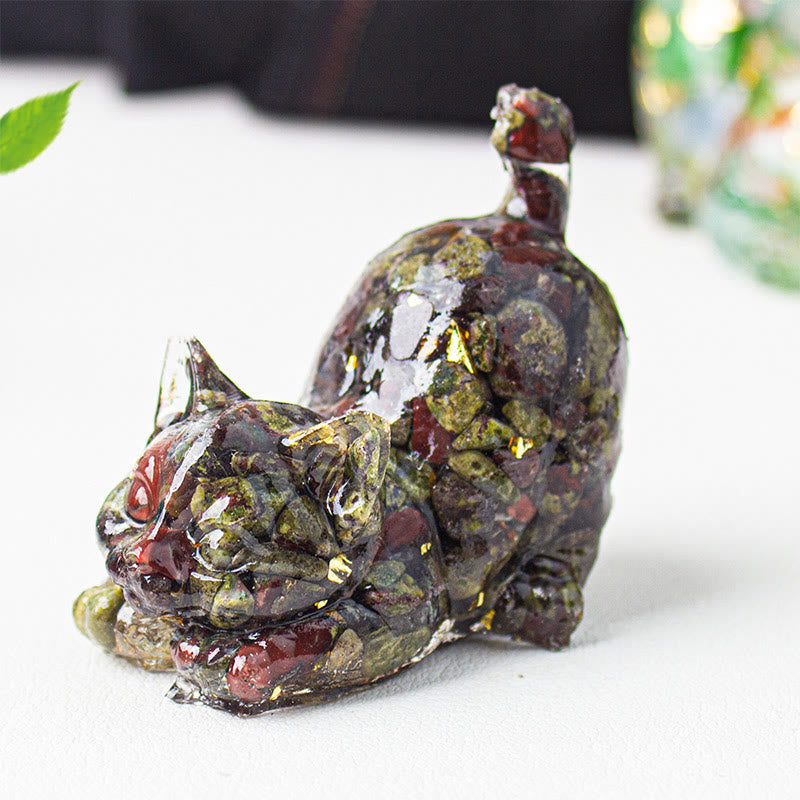 Buddha Stones Dehnbare Katze Harz Kristallkies Meditationsdekoration - Drachenblut-Jaspis - 4,5 x 3 x 4,2 cm - image 39