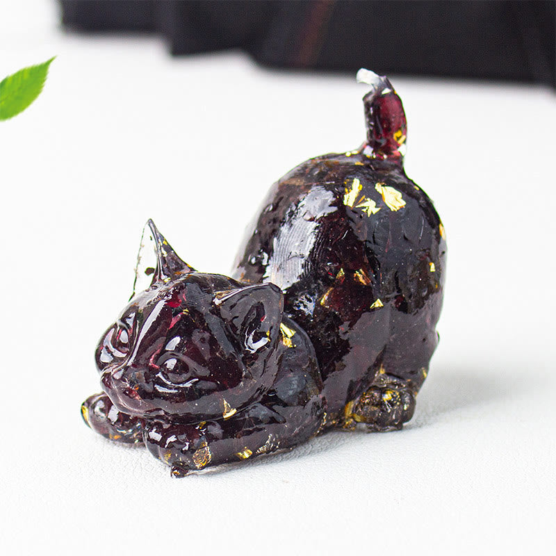 Buddha Stones Dehnbare Katze Harz Kristallkies Meditationsdekoration - Granat - 4,5 x 3 x 4,2 cm - image 36