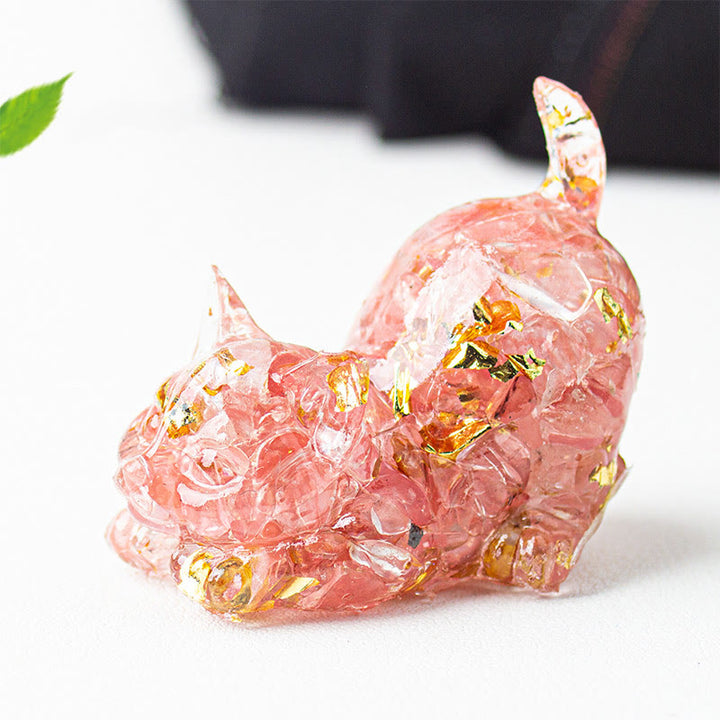 Buddha Stones Dehnbare Katze Harz Kristallkies Meditationsdekoration - Wassermelonen-Turmalin - 4,5 x 3 x 4,2 cm - image 38