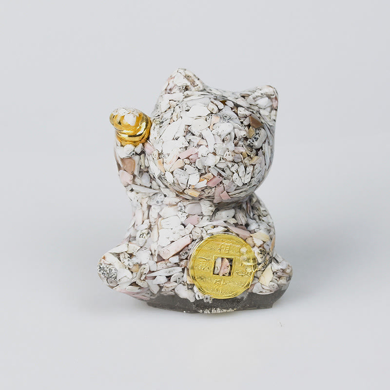 Buddha Stones Glückskatze aus Kupfer, Türkis, Labradorit, rosa Kristall, Amethyst, Stärke, Heimdekoration - Hülse - Etwa 5,5 x 6 x 4 cm - image 7