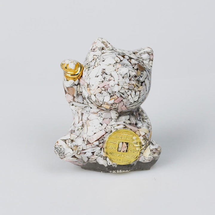 Buddha Stones Glückskatze aus Kupfer, Türkis, Labradorit, rosa Kristall, Amethyst, Stärke, Heimdekoration - Hülse - Etwa 5,5 x 6 x 4 cm - image 7