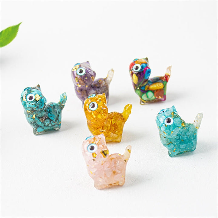 Buddha Stones Natürlicher Kristall Türkis Aquamarin Amethyst Katzenschutz Dekoration - image 18