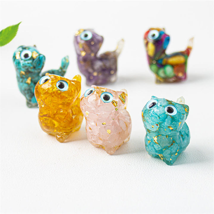 Buddha Stones Natürlicher Kristall Türkis Aquamarin Amethyst Katzenschutz Dekoration - image 0