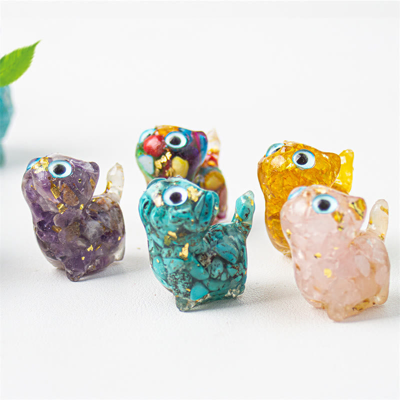 Buddha Stones Natürlicher Kristall Türkis Aquamarin Amethyst Katzenschutz Dekoration - image 17