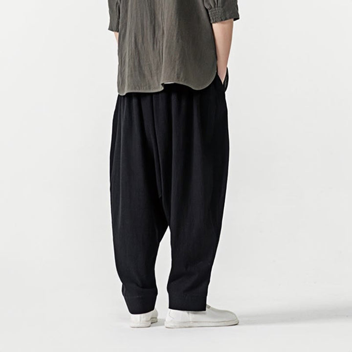 Buddha Stones Frühling Einfarbige Herren-Haremshose mit Kordelzug und Taschen - image 12