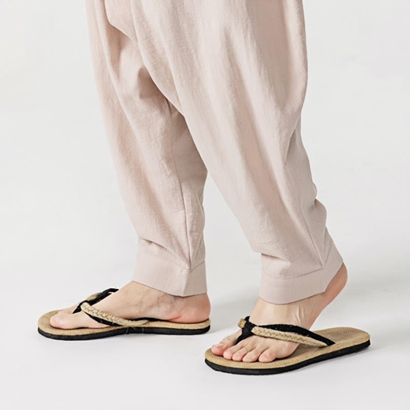 Buddha Stones Frühling Einfarbige Herren-Haremshose mit Kordelzug und Taschen - image 31