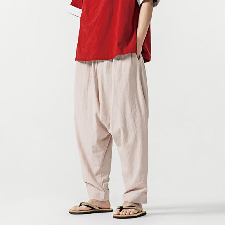 Buddha Stones Frühling Einfarbige Herren-Haremshose mit Kordelzug und Taschen - image 25