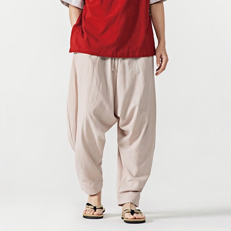 Buddha Stones Frühling Einfarbige Herren-Haremshose mit Kordelzug und Taschen - image 20