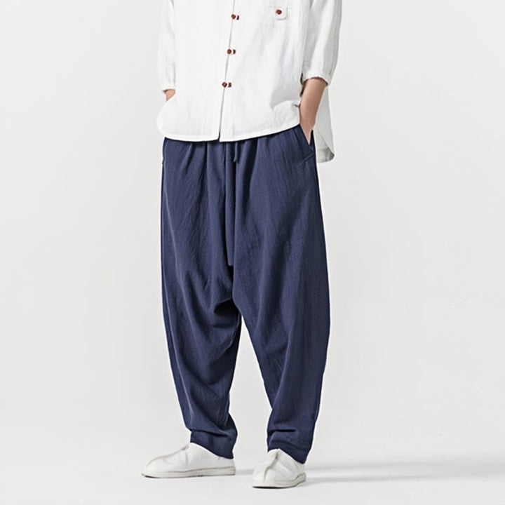 Buddha Stones Frühling Einfarbige Herren-Haremshose mit Kordelzug und Taschen - image 6