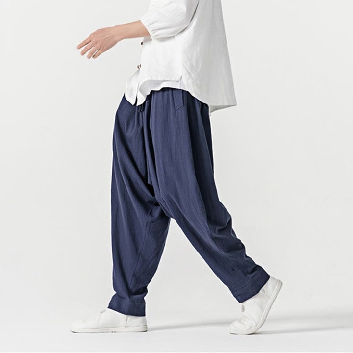 Buddha Stones Frühling Einfarbige Herren-Haremshose mit Kordelzug und Taschen - image 7