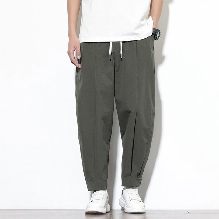 Buddha Stones Lässige, einfarbige Herren-Haremshose mit Kordelzug und Taschen - Olive - US/UK/AU46, EU56 (5XL) - image 17