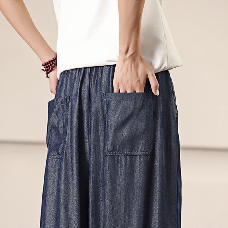 Buddha Stones Spring Einfarbige Herrenhose mit weitem Bein und Kordelzug und Taschen - image 40