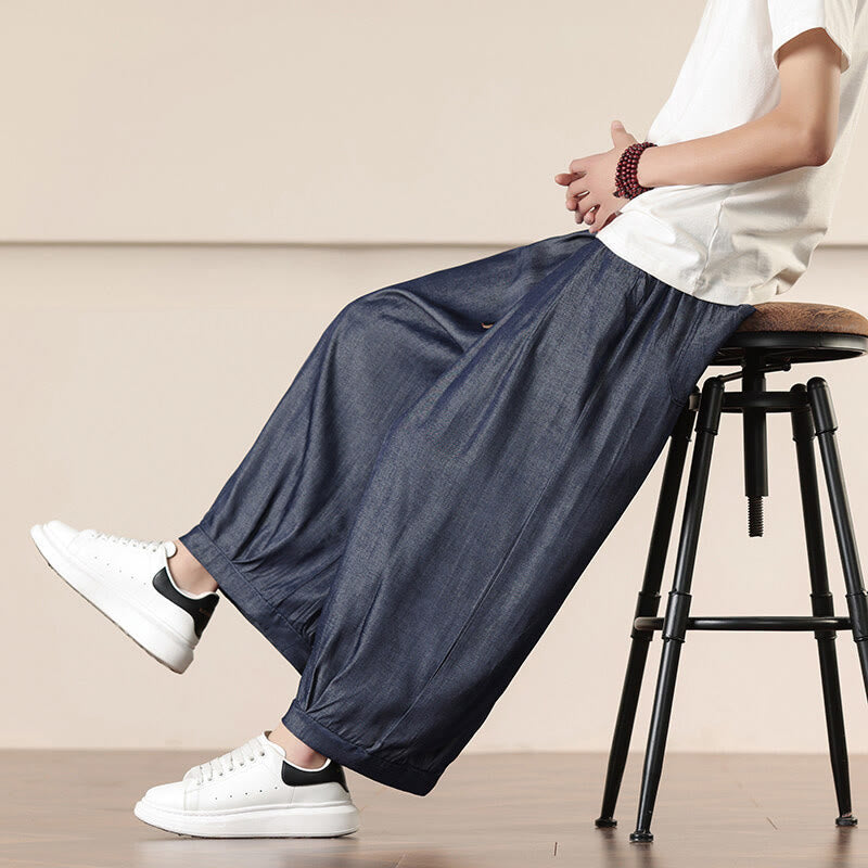 Buddha Stones Spring Einfarbige Herrenhose mit weitem Bein und Kordelzug und Taschen - Marine - US/UK/AU46, EU56 (5XL) - image 32