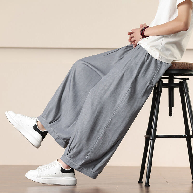 Buddha Stones Spring Einfarbige Herrenhose mit weitem Bein und Kordelzug und Taschen - Grau - US/UK/AU46, EU56 (5XL) - image 8