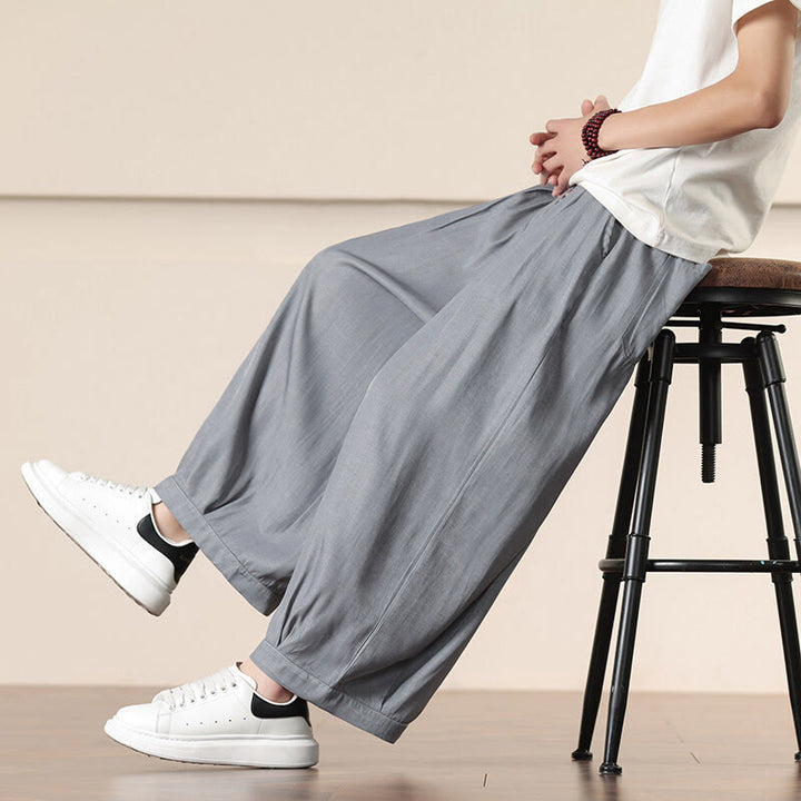 Buddha Stones Spring Einfarbige Herrenhose mit weitem Bein und Kordelzug und Taschen - Grau - US/UK/AU46, EU56 (5XL) - image 8