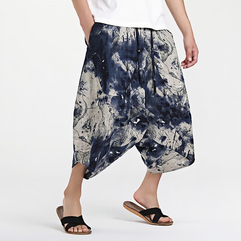 Haremshose aus Baumwolle mit Taschen und Buddha Stones, ethnischem Muster, Kordelzug 7–8 Länge - image 11