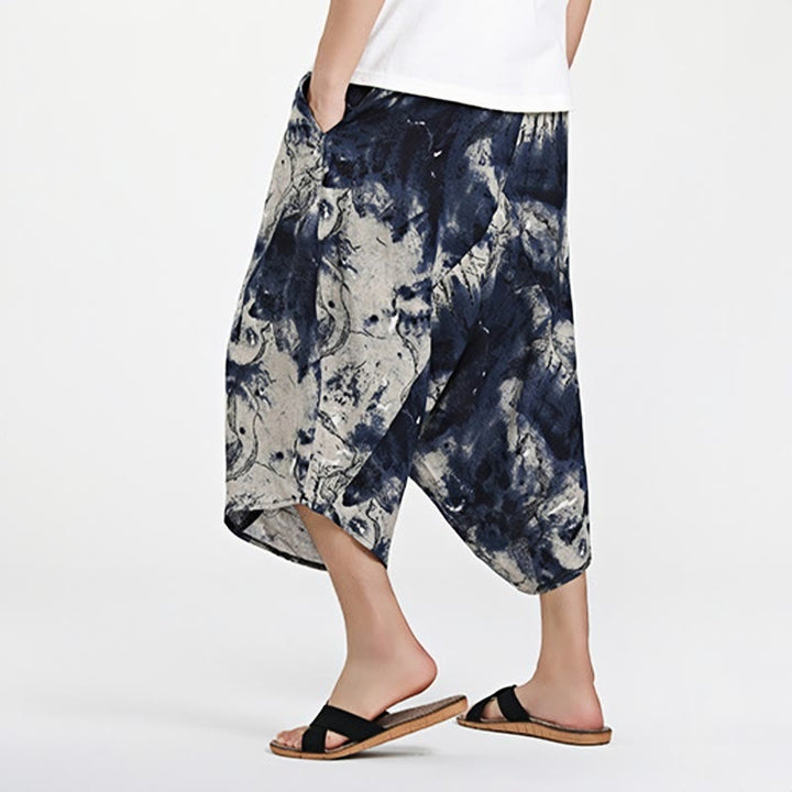 Haremshose aus Baumwolle mit Taschen und Buddha Stones, ethnischem Muster, Kordelzug 7–8 Länge - image 12