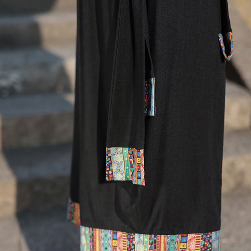 Buddha Stones Sommer Ethno 7-8 Länge verkürzte Herrenhose aus Baumwolle mit weitem Bein und Taschen