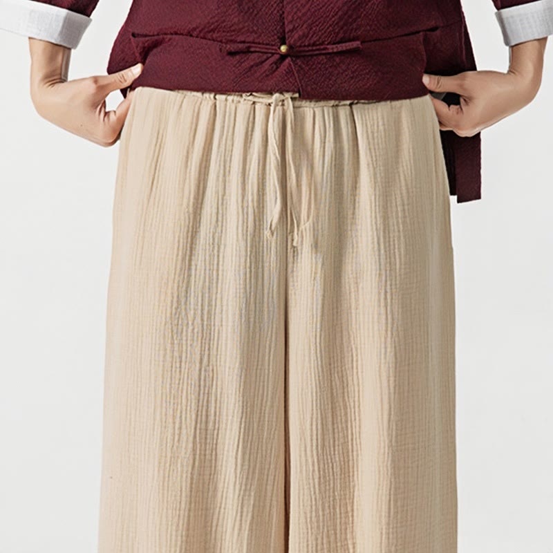 Weiche, einfarbige Herrenhose aus Baumwolle mit Kordelzug und Taschen von Buddha Stones - image 9