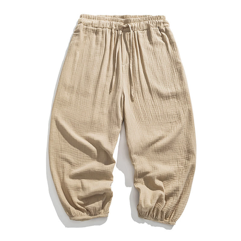 Weiche, einfarbige Herrenhose aus Baumwolle mit Kordelzug und Taschen von Buddha Stones