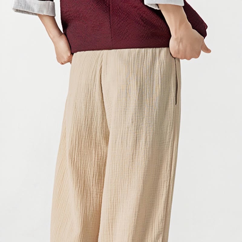Weiche, einfarbige Herrenhose aus Baumwolle mit Kordelzug und Taschen von Buddha Stones