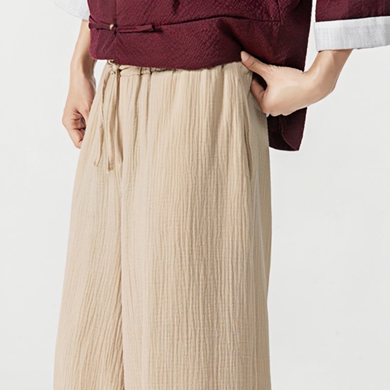 Weiche, einfarbige Herrenhose aus Baumwolle mit Kordelzug und Taschen von Buddha Stones