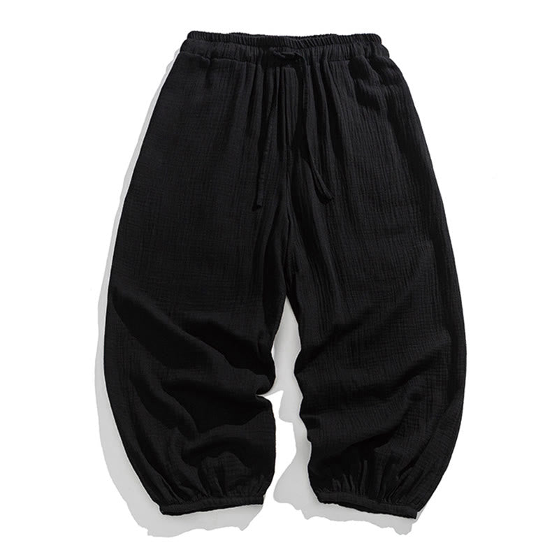 Weiche, einfarbige Herrenhose aus Baumwolle mit Kordelzug und Taschen von Buddha Stones