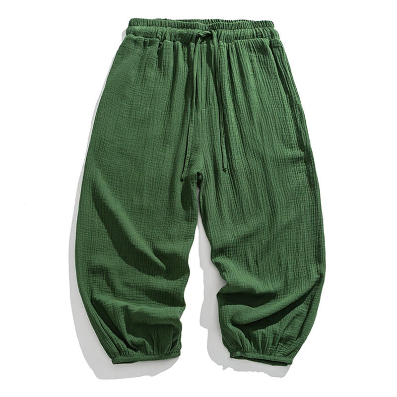 Weiche, einfarbige Herrenhose aus Baumwolle mit Kordelzug und Taschen von Buddha Stones