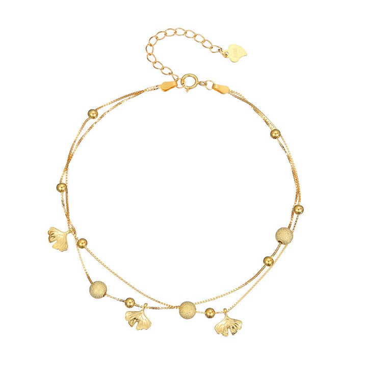 Buddha Stones Fußkettchen aus 925er Sterlingsilber mit Ginkgoblatt, doppellagig, Schutz - image 10