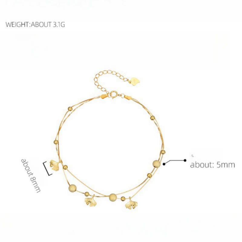 Buddha Stones Fußkettchen aus 925er Sterlingsilber mit Ginkgoblatt, doppellagig, Schutz - image 11