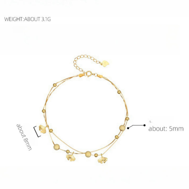 Buddha Stones Fußkettchen aus 925er Sterlingsilber mit Ginkgoblatt, doppellagig, Schutz - image 11