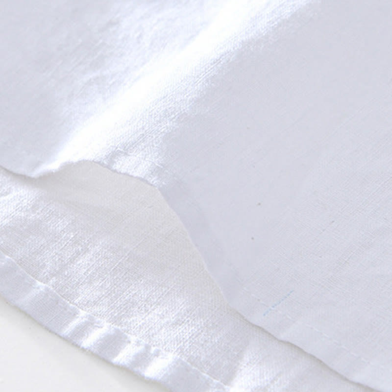 Buddha Stones Herrenhemd mit halben Knöpfen und V-Ausschnitt, kurzärmlig, Ramie-Baumwolle - image 17