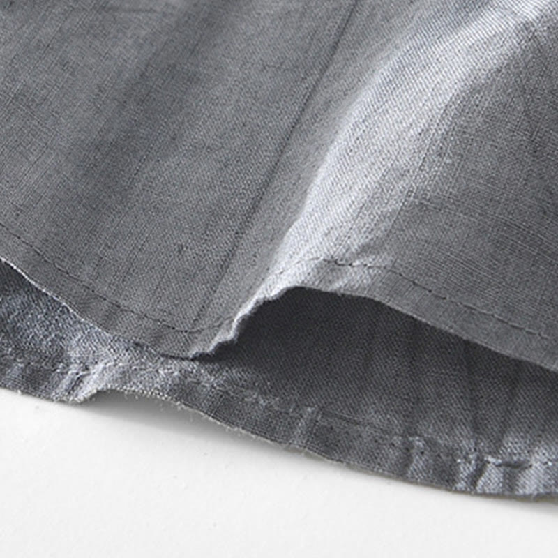 Buddha Stones Herrenhemd mit halben Knöpfen und V-Ausschnitt, kurzärmlig, Ramie-Baumwolle - image 5