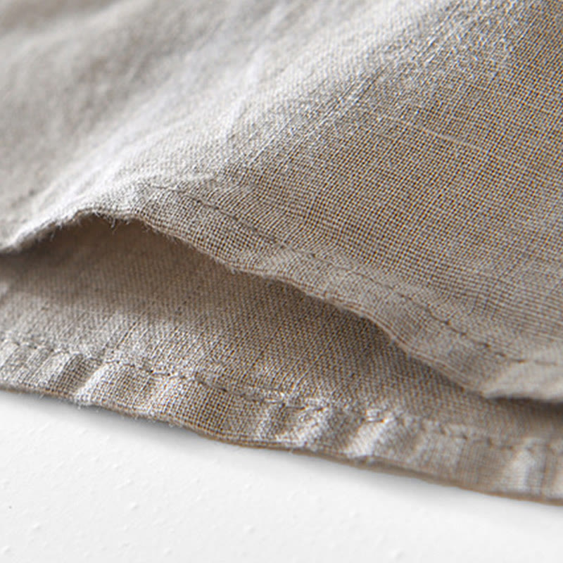 Buddha Stones Herrenhemd mit halben Knöpfen und V-Ausschnitt, kurzärmlig, Ramie-Baumwolle - image 11