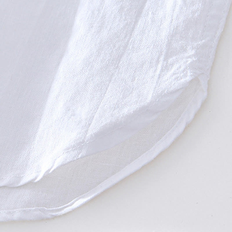 Buddha Stones Herrenhemd mit halben Knöpfen und V-Ausschnitt, kurzärmlig, Ramie-Baumwolle - image 18