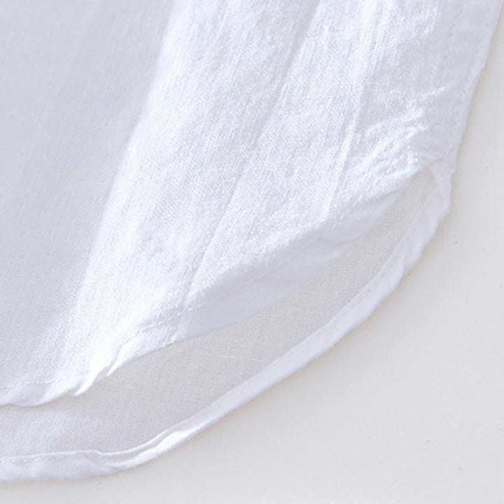 Buddha Stones Herrenhemd mit halben Knöpfen und V-Ausschnitt, kurzärmlig, Ramie-Baumwolle - image 18