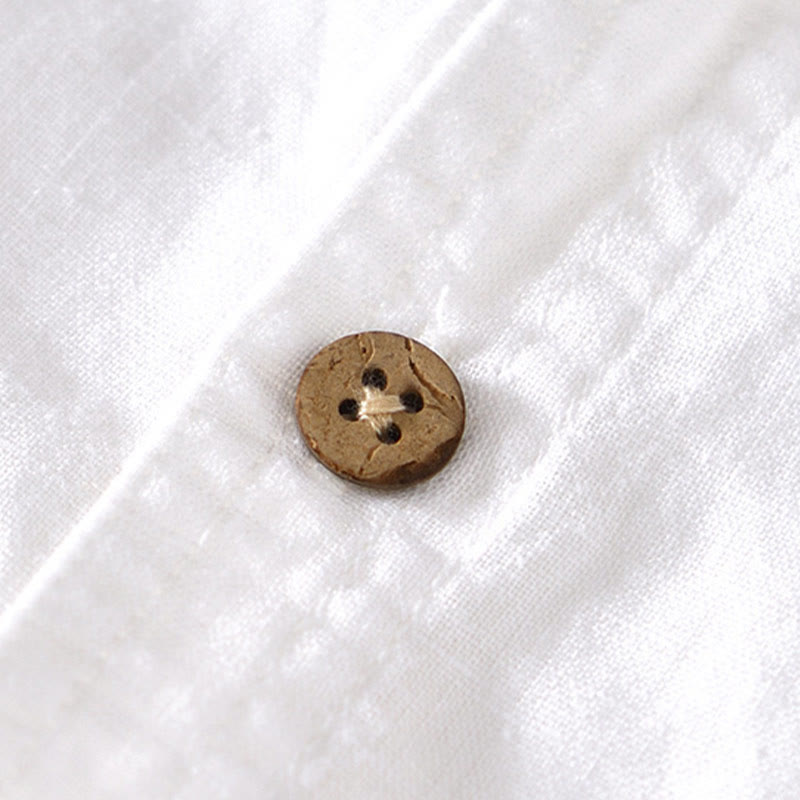 Buddha Stones Sommer-Herrenhemd mit Stehkragen und kurzen Ärmeln aus Baumwolle und Leinen mit halben Knöpfen - image 10