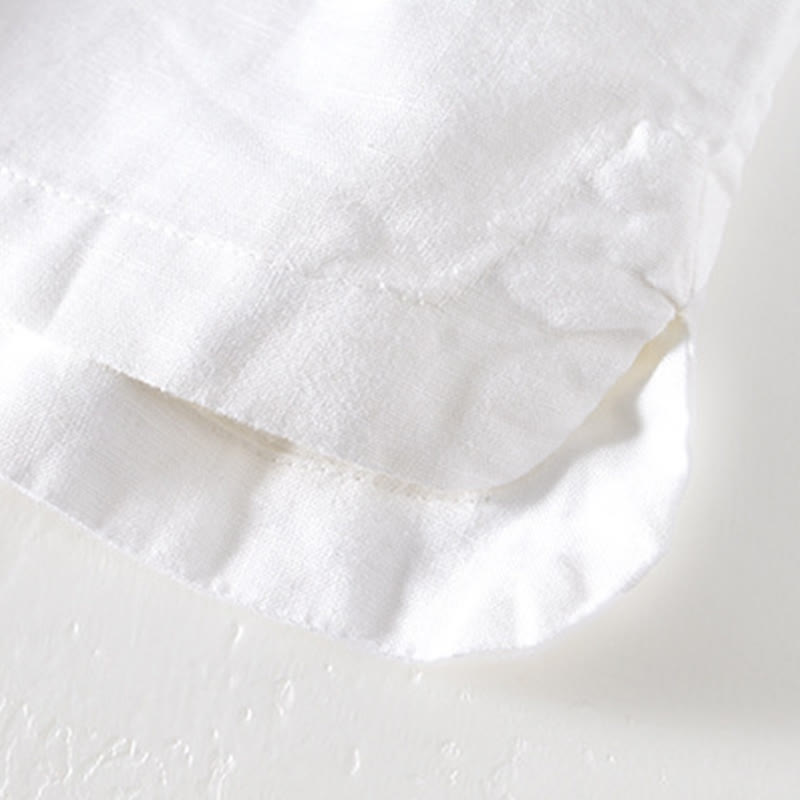 Buddha Stones Sommer-Herrenhemd mit Stehkragen und kurzen Ärmeln aus Baumwolle und Leinen mit halben Knöpfen - image 12