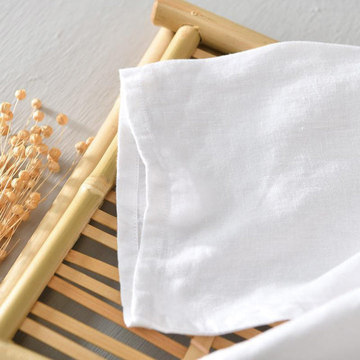 Buddha Stones Daily Einfarbiges Stehkragen Halbarm Leinen Halbknopf Herrenhemd - image 9