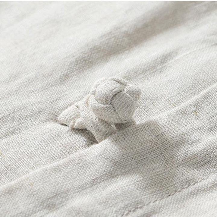 Buddha Stones Daily Herrenhemd aus Leinen mit Froschknöpfen und Stehkragen, kurzärmlig - image 15