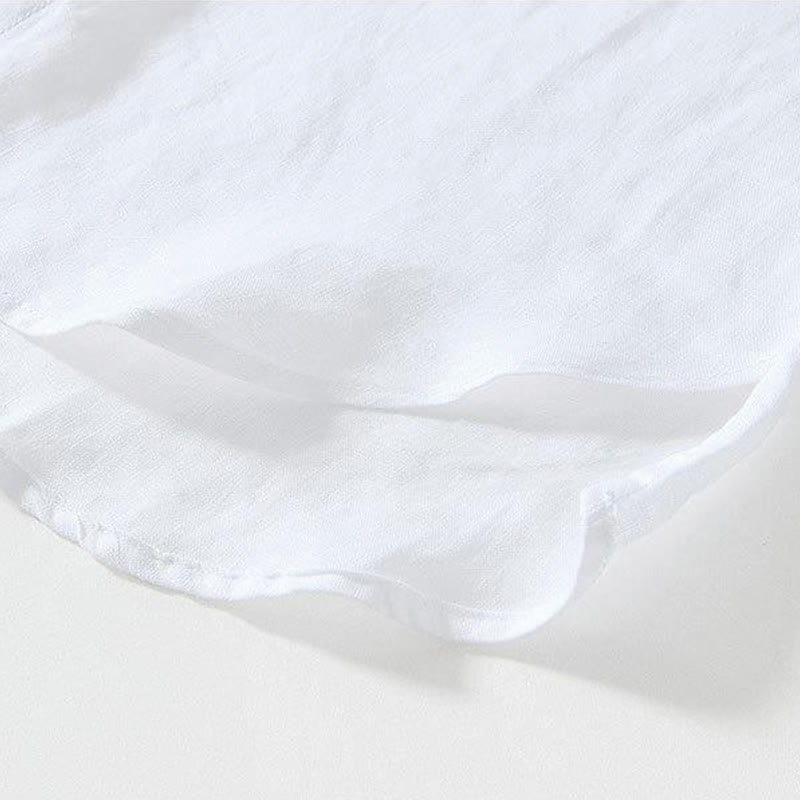 Buddha Stones Daily Herrenhemd aus Leinen mit Froschknöpfen und Stehkragen, kurzärmlig - image 11