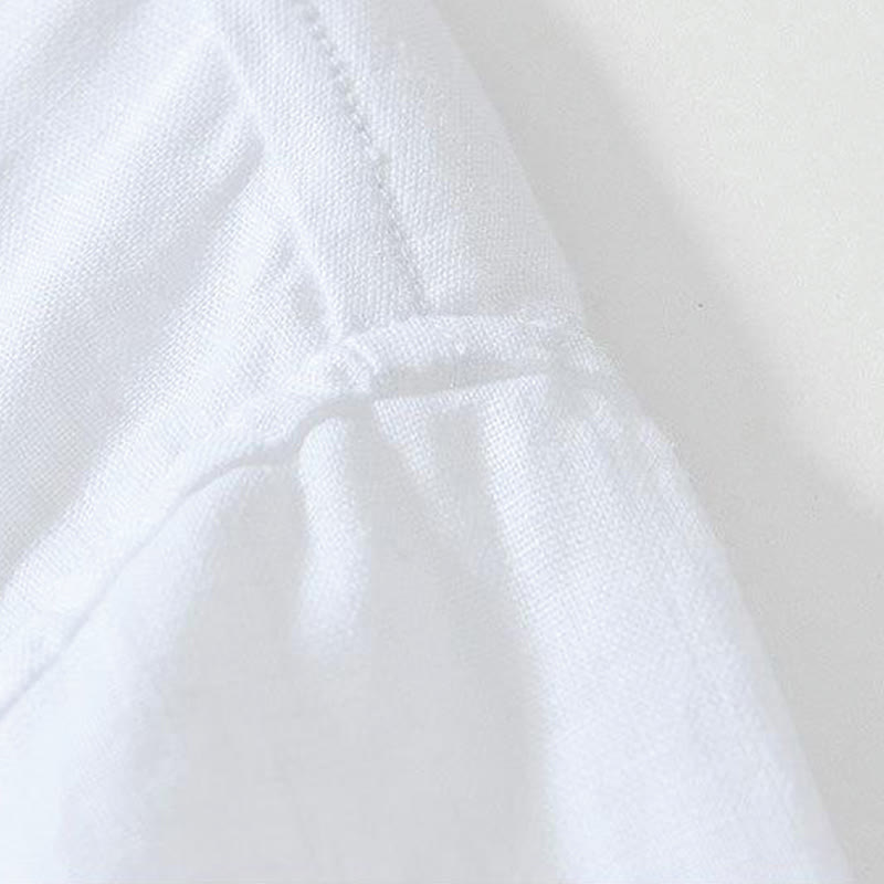 Buddha Stones Daily Herrenhemd aus Leinen mit Froschknöpfen und Stehkragen, kurzärmlig - image 8