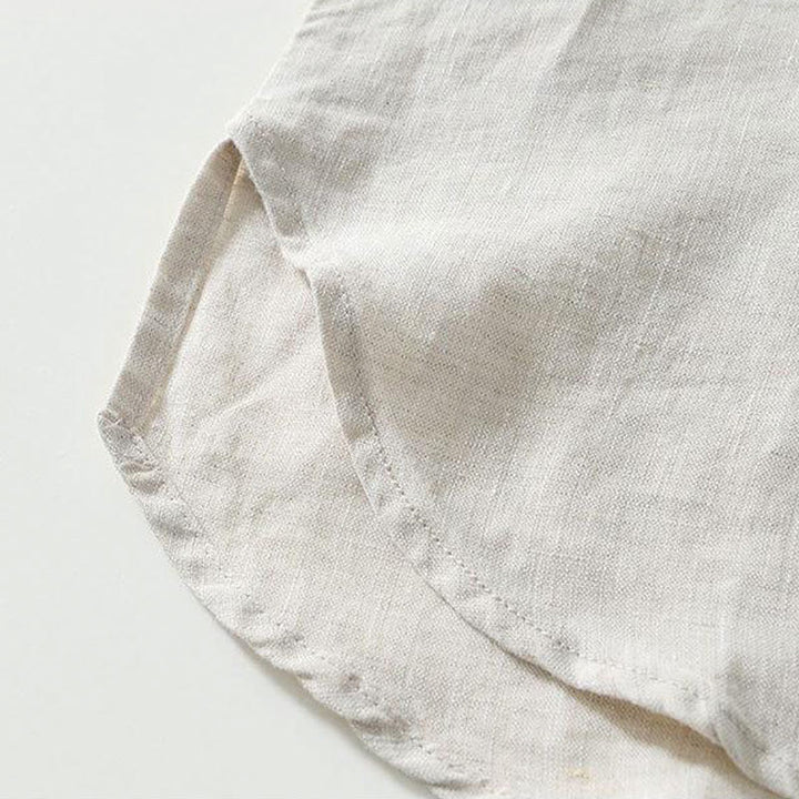 Buddha Stones Daily Herrenhemd aus Leinen mit Froschknöpfen und Stehkragen, kurzärmlig - image 17