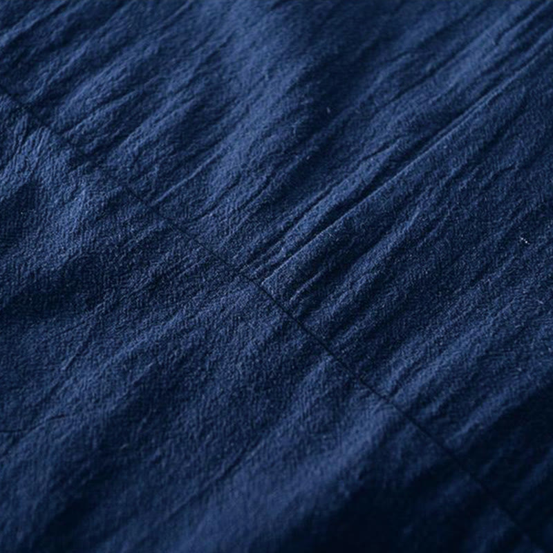 Buddha Stones Froschknopf Mandarin Kragen Stickerei Baumwolle Leinen Kurzarm Herrenhemd - image 8