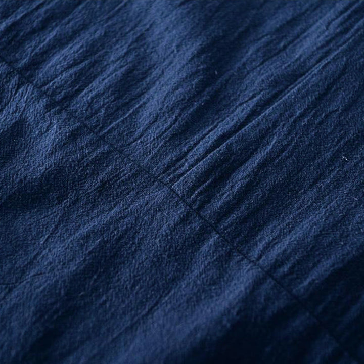 Buddha Stones Froschknopf Mandarin Kragen Stickerei Baumwolle Leinen Kurzarm Herrenhemd - image 8