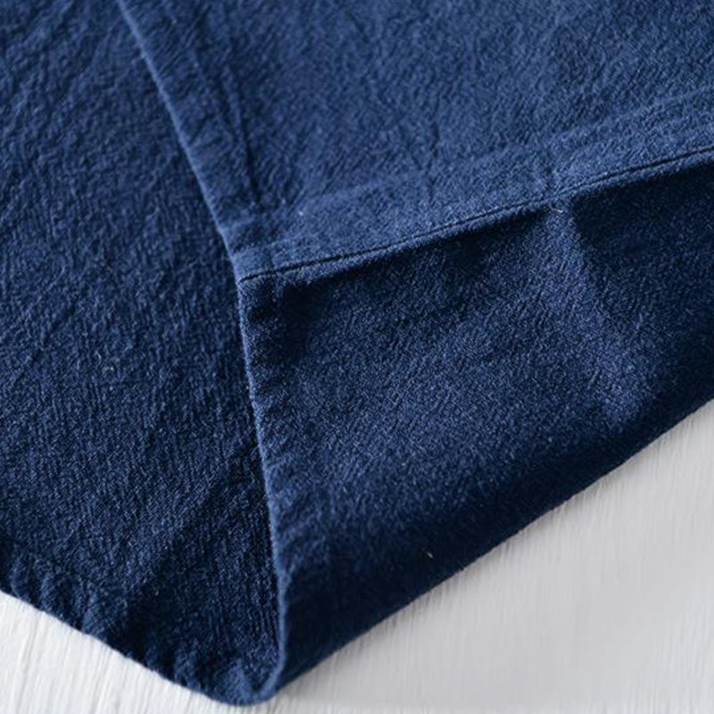 Buddha Stones Froschknopf Mandarin Kragen Stickerei Baumwolle Leinen Kurzarm Herrenhemd - image 7