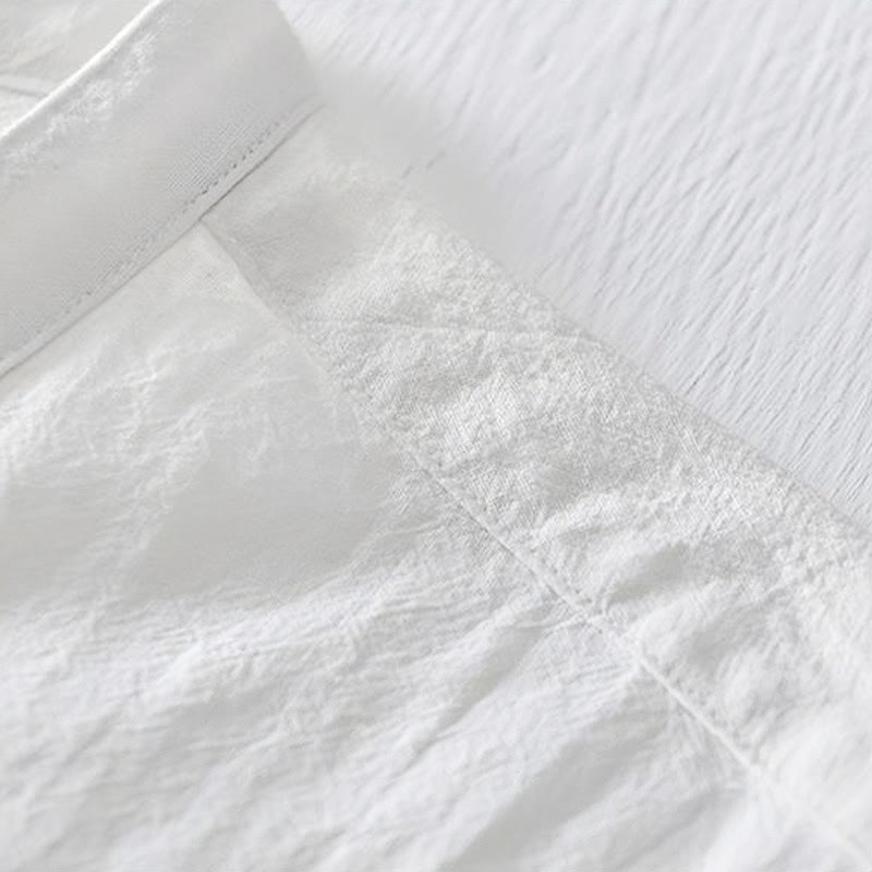 Buddha Stones Froschknopf Mandarin Kragen Stickerei Baumwolle Leinen Kurzarm Herrenhemd - image 15