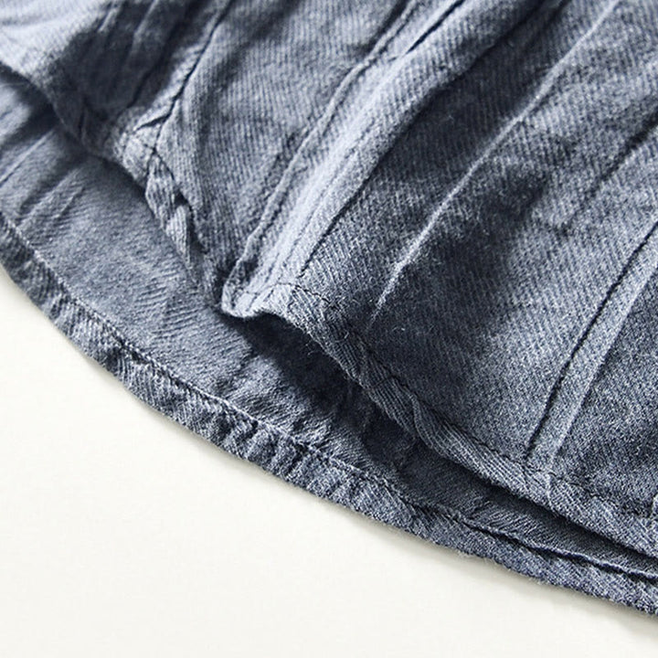 Buddha Stones Herrenhemd mit halblangem Knopf und schlichtem Revers aus Ramie-Leinen - image 16