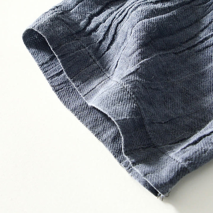 Buddha Stones Herrenhemd mit halblangem Knopf und schlichtem Revers aus Ramie-Leinen - image 17