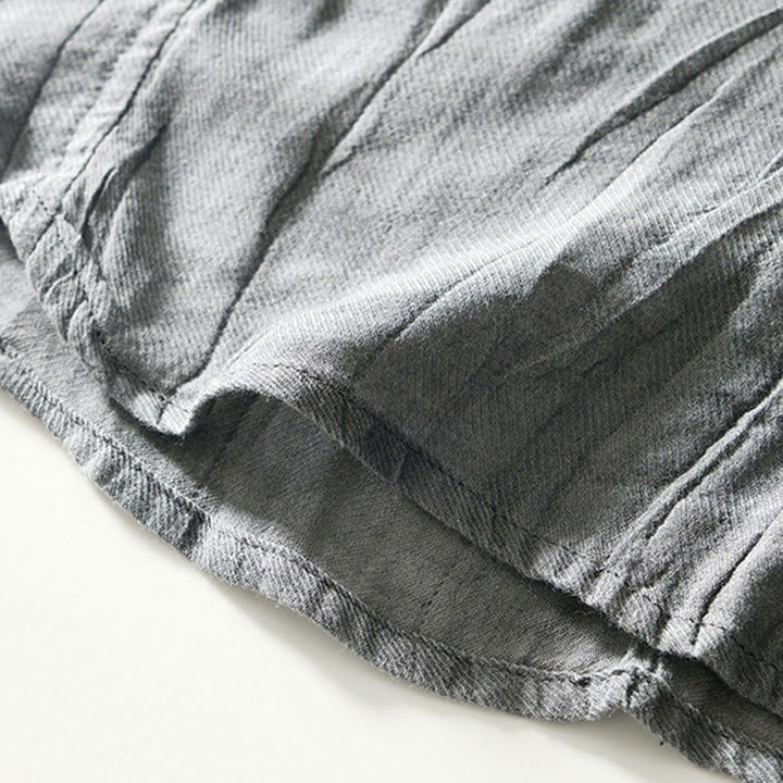 Buddha Stones Herrenhemd mit halblangem Knopf und schlichtem Revers aus Ramie-Leinen - image 12